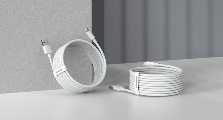Кабель Baseus Simple Wisdom Data Cable Kit USB to iP 2.4A (2PCS/Set)1.5m White