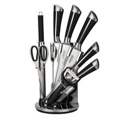 Набір ножів Benson BN-401 кухонних 9 предметів на підставці + ножиці та овочечистка Сріблястий