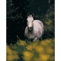 Картина по номерам Strateg ПРЕМИУМ Лошадь среди цветов размером 40х50 см (DY105)