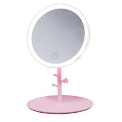 Дзеркало для настільного макіяжу з підсвічуванням led makeup mirror Рожеве