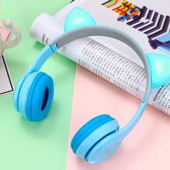 Бездротові Bluetooth-навушники з котячими вушками і лід підсвічуванням Y47 Cat Ear Блакитні