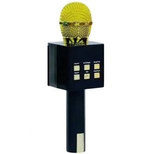 Микрофон караоке беспроводной Bluetooth USB Черный+золото
