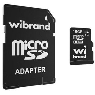 Карта пам'яті microSDHC (UHS-1) Wibrand 16Gb class 10 (adapter SD)