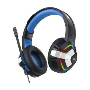 Наушники игровые проводные с микрофоном и LED RGB подсветкой XO GE-08 Черные с синим