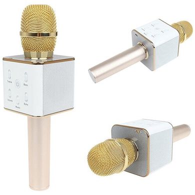 Портативний бездротовий мікрофон караоке Q7 без чохла рожево-золотий
