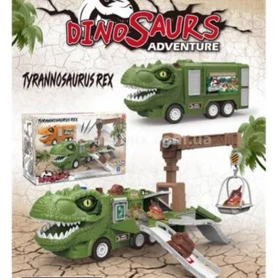 Набор Парковка 3 машинки, звук и подсветка SJ692 A-1 Dinosaur Adventure Зеленый