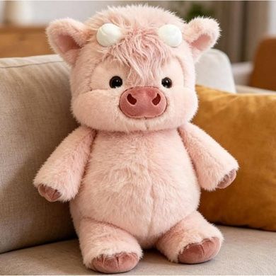 Игрушка мягкая Бегущий телёнок 40 см Розовая