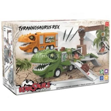 Набор Парковка 3 машинки, звук и подсветка SJ692 A-1 Dinosaur Adventure Зеленый