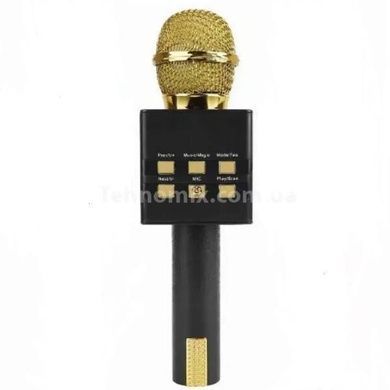 Микрофон караоке беспроводной Bluetooth USB Черный+золото