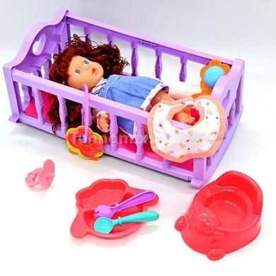 Набір Пупс 22см з музичним чіпом та ліжечком Vinyl Doll WZB667-9