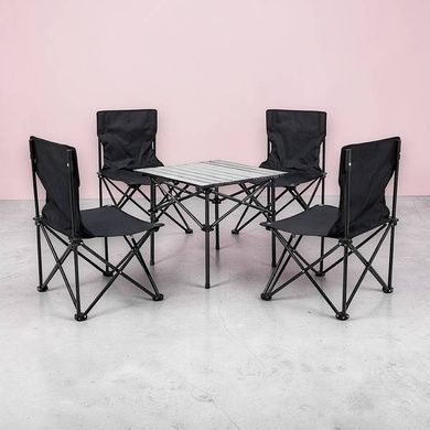Стол +4 стула раскладные туристические Folding table and chair AND 70-50 Черный