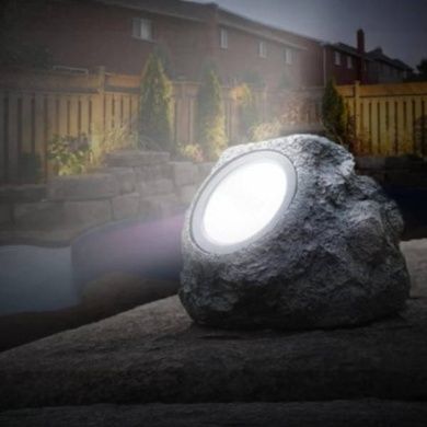 Светильник садовый с солнечной панелью Камень Garden light stone Серый