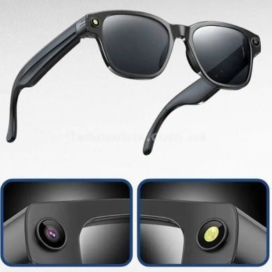Смарт-очки фотохромные со встроенной видеокамерой 8MP, ChatGPT, Wi-Fi Черные