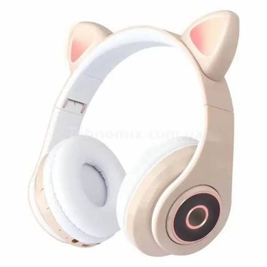 Беспроводные наушники Bluetooth с кошачьими ушками LED СXT-B39 CATS Бежевые