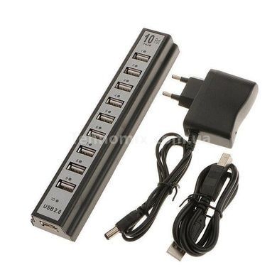 Хаб USB 2.0 на 10 портів чорний