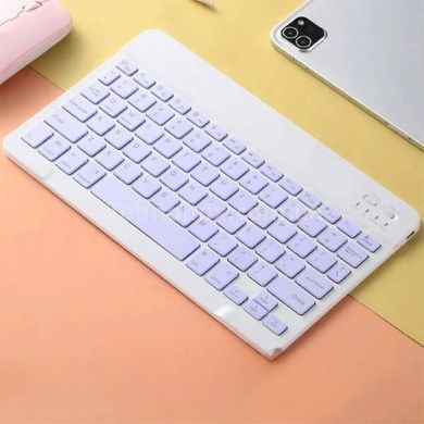 Клавиатура и мышка беспроводная Bluetooth KIT Белая с фиолетовым