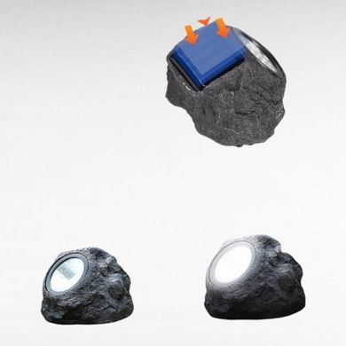 Светильник садовый с солнечной панелью Камень Garden light stone Серый