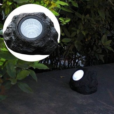 Светильник садовый с солнечной панелью Камень Garden light stone Серый