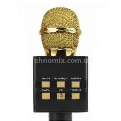 Микрофон караоке беспроводной Bluetooth USB Черный+золото
