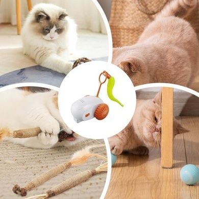 Іграшка для тварин акумуляторна USB Cat teaser Біла з помаранчевим