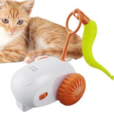Іграшка для тварин акумуляторна USB Cat teaser Біла з помаранчевим