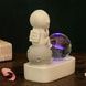 Декоративный ночник 3D хрустальный шар Солнечная система с Астронавтом на Луне Белый