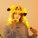 Светящаяся шапка с двигающими ушками Пикачу (Pikachu) ЖЕЛТАЯ