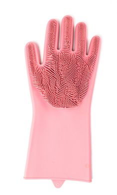 Силиконовые перчатки для мытья и чистки Magic Silicone Gloves с ворсом Пудровые