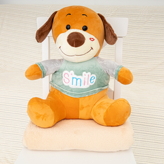 Іграшка-подушка собачка «SMAILE» з пледом 3 в 1 Блакитний