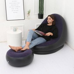 Надувной диван AIR SOFA | Надувное велюровое кресло с пуфиком Фиолетовый