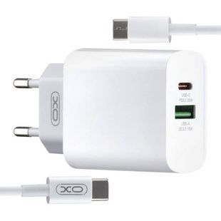 Мережевий зарядний пристрій блок живлення XO L64 20W FAST EU QC3.0+PD