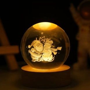 Шар акриловый Merry Cristmas 6см с подсветкой на подставке