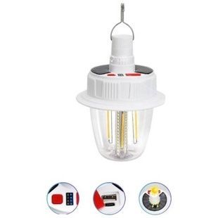 Лампа аккумуляторная подвесная с крюком и солнечной панелью T38-COB+SMD(RGB) Белая
