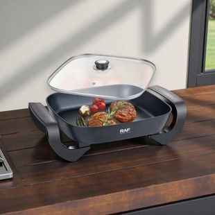Електрична сковорода з антипригарним покриттям 1000Вт Electric Pot R.5478 5L RAF Чорна