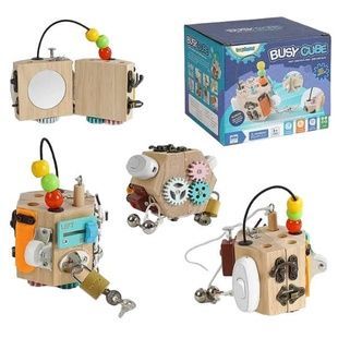 Логічна гра бізіборд дерев'яна, 10 міні ігор Busy Cube C 64873