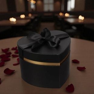 Коробка подарочная Сердце S-18x15.5x13см W1550 Черное с золотым