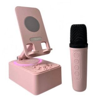 Підставка для телефону з мікрофоном караоке Microphone speaker set K18 Рожевий