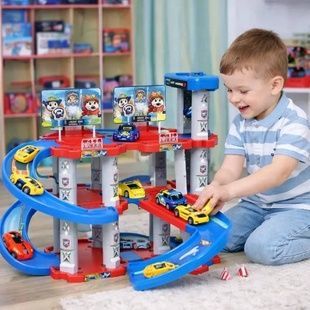 Трек парковка детский игровой на 75 деталей и 3 машинки Childrens Rail Car Разноцветный