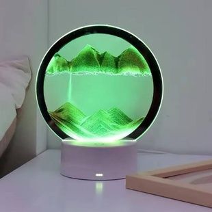Лампа настільна Пісочні гори 3D RGB нічник з USB Зелений пісок