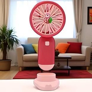 Мини-вентилятор аккумуляторный ручной с подставкой Fruit Series Красный с розовым