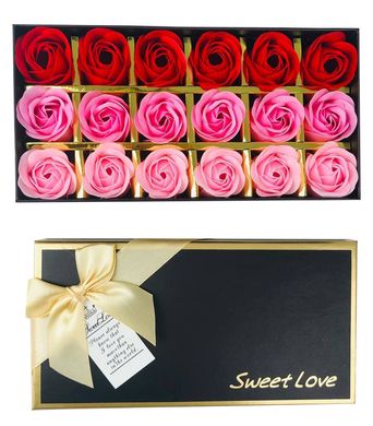 Подарунковий набір з трояндами з мила Sweet Love 18 шт (Червоні і рожеві)