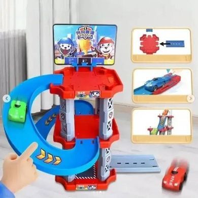 Трек паркування дитячий ігровий на 75 деталей та 3 машинки Childrens Rail Car Різнокольоровий