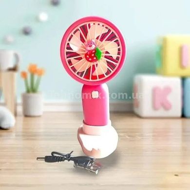 Мини-вентилятор аккумуляторный ручной с подставкой Fruit Series Красный с розовым