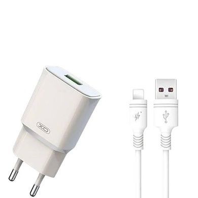 Мережевий зарядний пристрій блок живлення XO L92D QC3.0 18W with Lightning cable