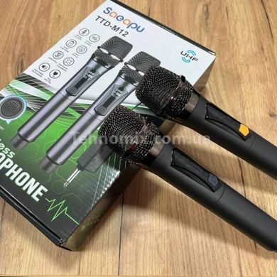 Караоке система на два микрофона UHF TTD-M12 Черная