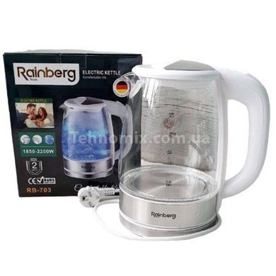Электрочайник Rainberg RB-703 2200 Вт 2 л Серебристый с белым