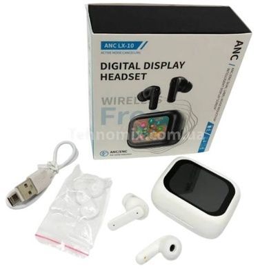 Бездротові навушники з дисплеєм LX10 TWS Earbuds LED White