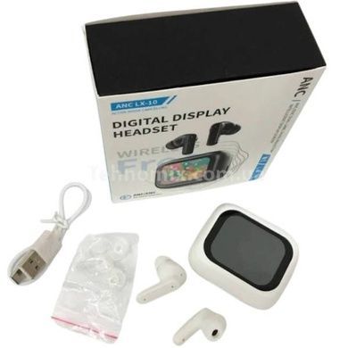 Бездротові навушники з дисплеєм LX10 TWS Earbuds LED White