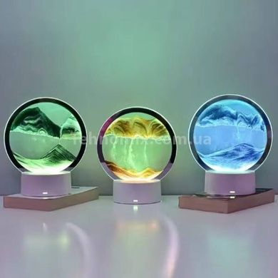 Лампа настольная Песочные горы 3D RGB ночник с USB Зеленый песок