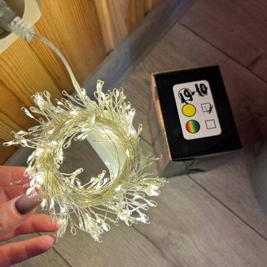 Гирлянда роса линейная Мишура пушистая с пультом 10м 300LED 220V 4495 AND 19-1 Теплый свет